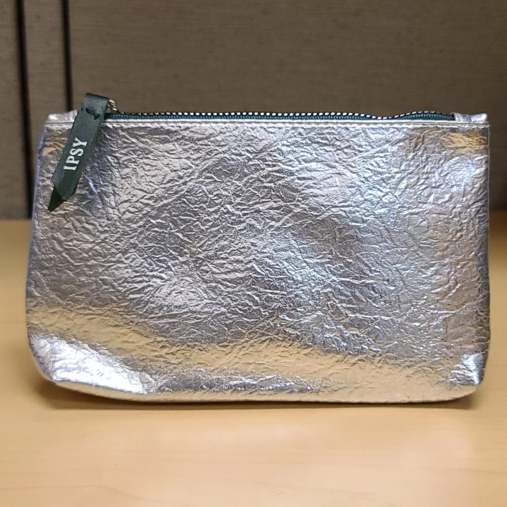 Ipsy Textured Silver Makeup Bag